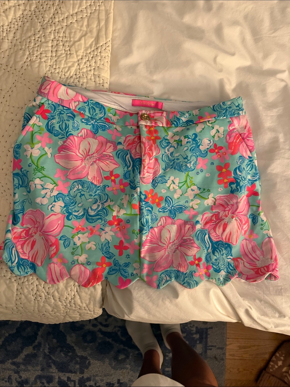 Lilly Pulitzer Pink & Aqua Floral Scallop Hem Skort